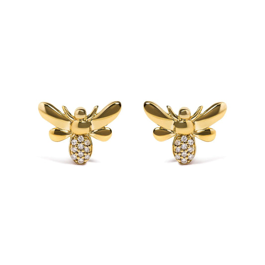 Gold Bumble Bee Diamond Studs