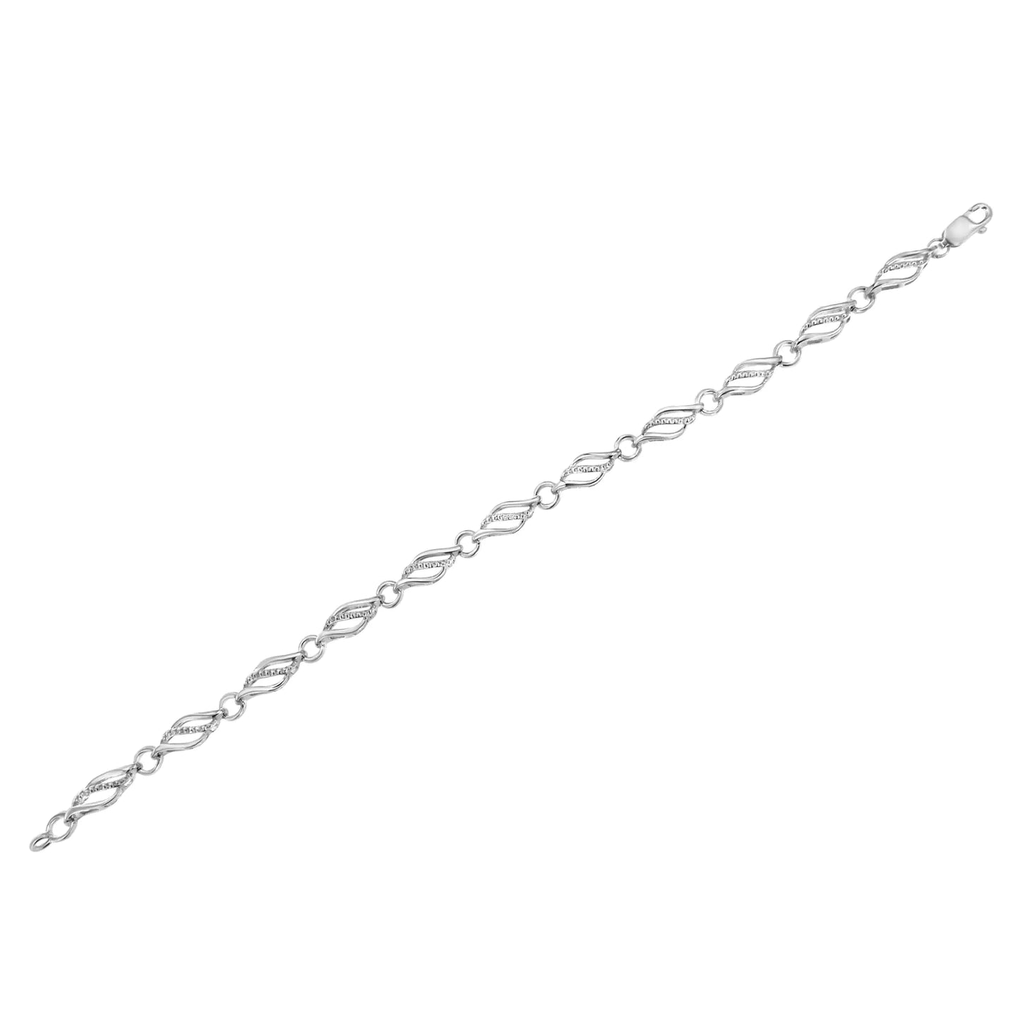 .925 Sterling Silver Diamond Accent Triple Weave Link Bracelet (I-J Color, I3 Clarity) - 7.25 Inch