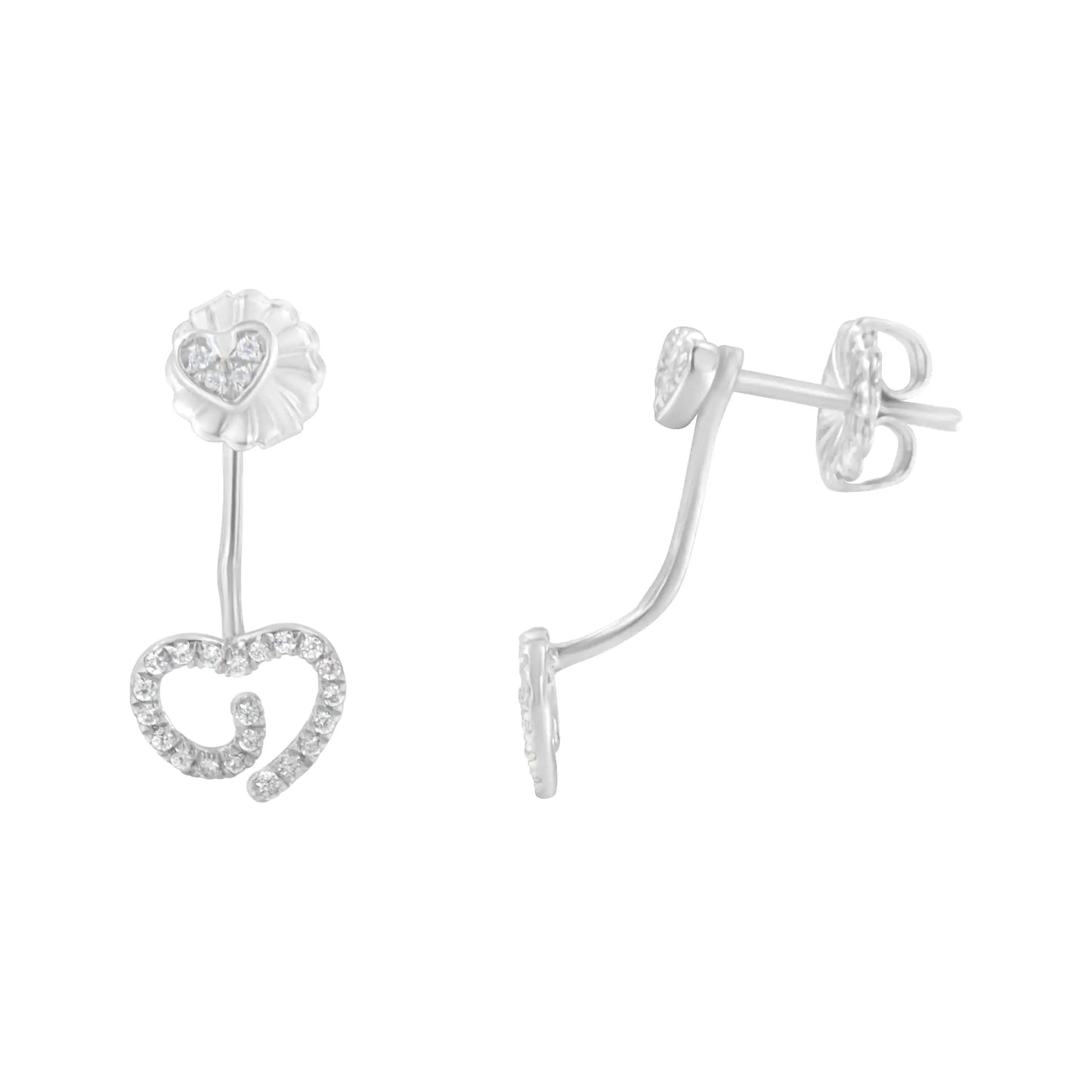 Sterling Silver Diamond Swirl Heart Earrings