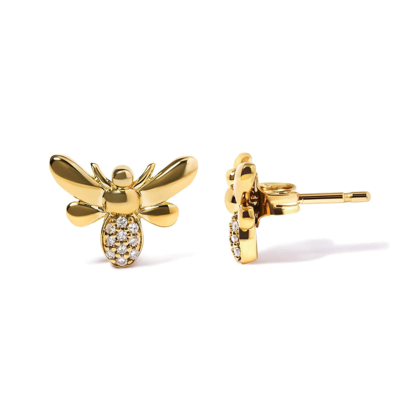 Gold Bumble Bee Diamond Studs