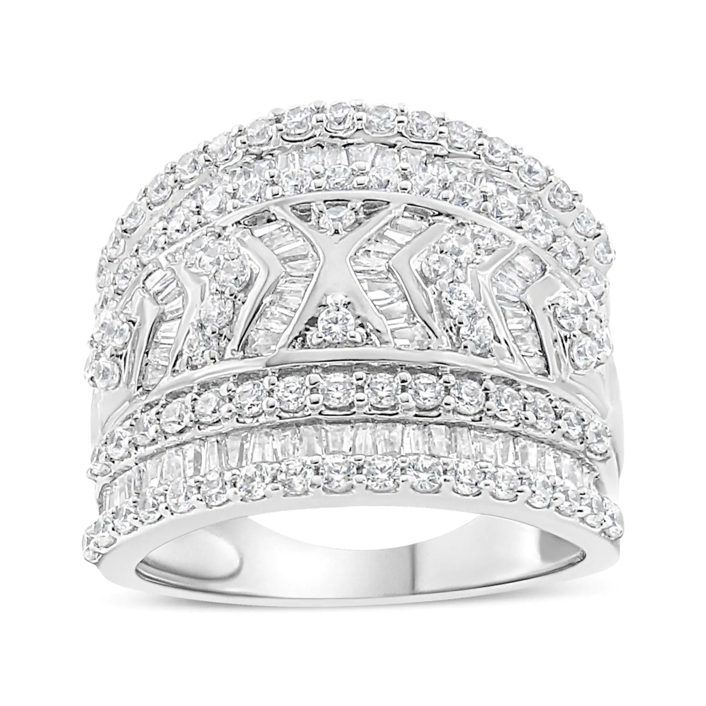 Sterling Silver 2.0ct Diamond Multi-Row Band