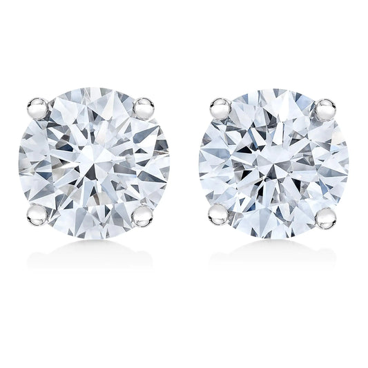 AGS Certified 14K White Gold 1.0 Cttw Diamond Solitaire Stud Earrings