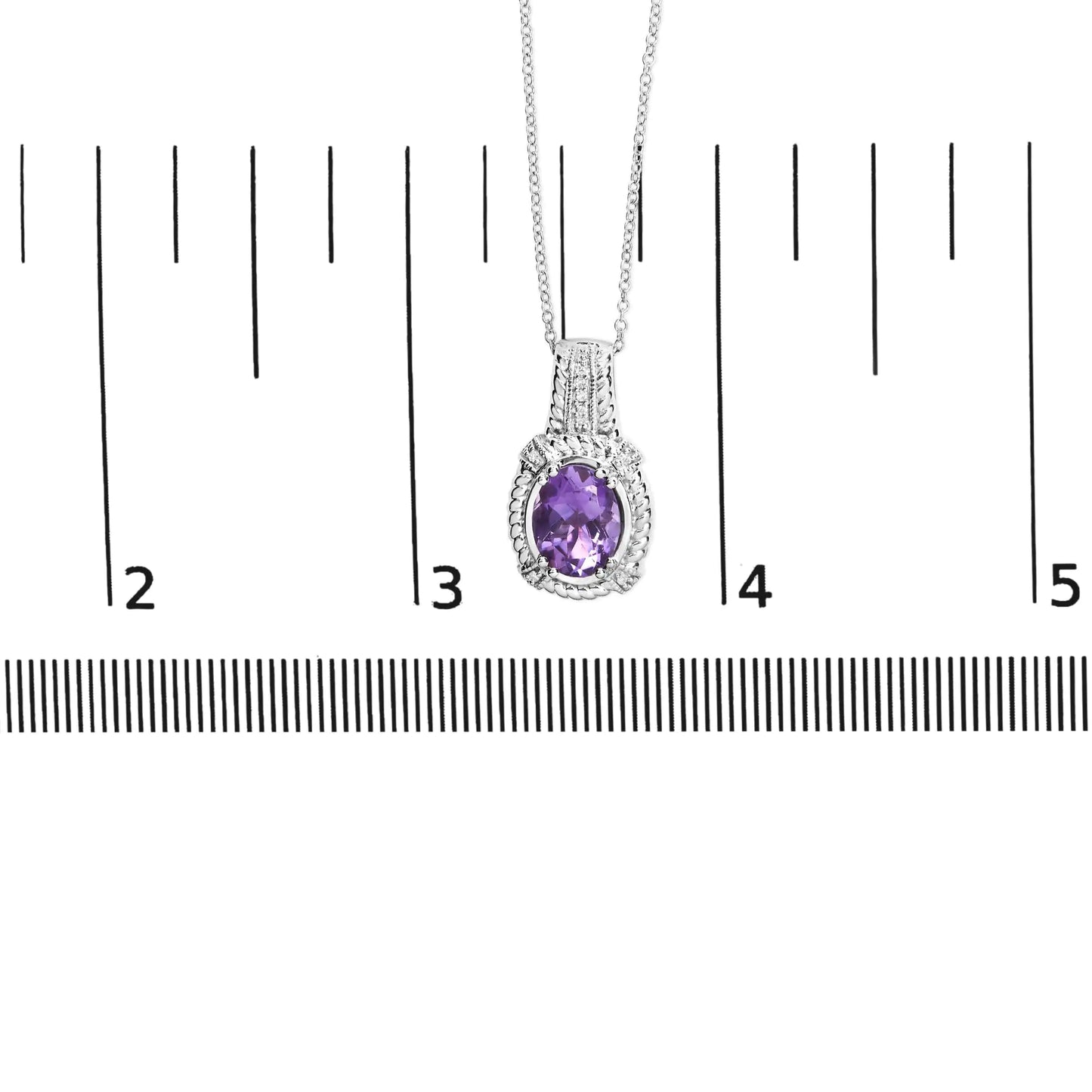 Sterling Silver Amethyst & Diamond Pendant Necklace