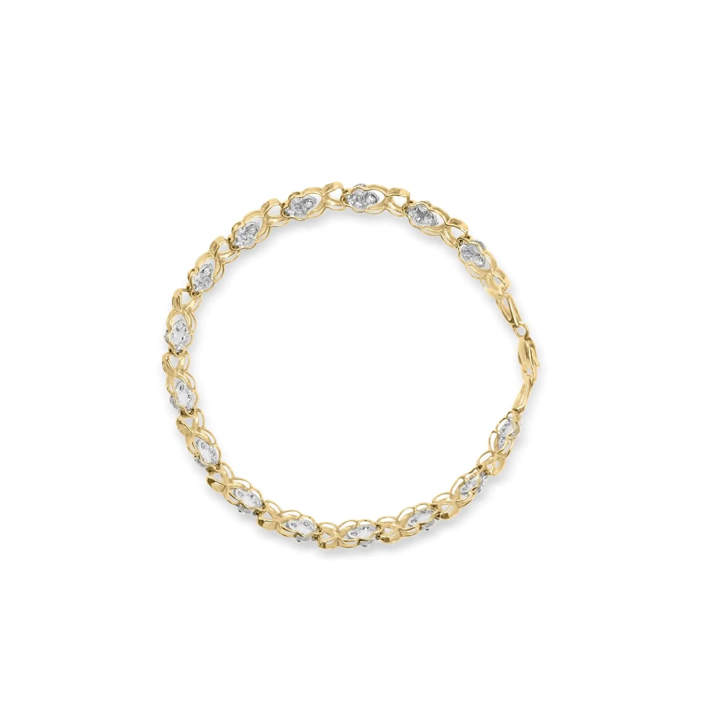 10K Yellow Gold Diamond Floral Cluster Bracelet