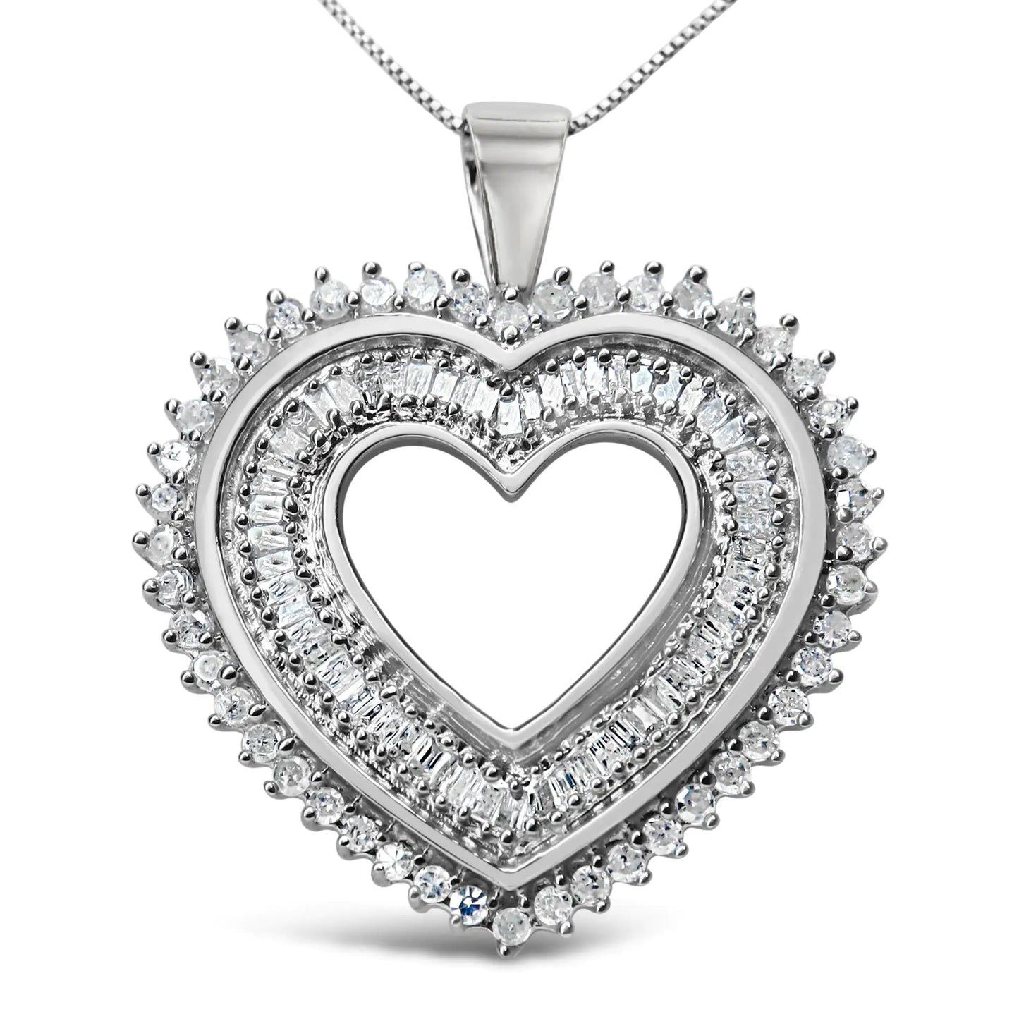 Sterling Silver Diamond Heart Necklace