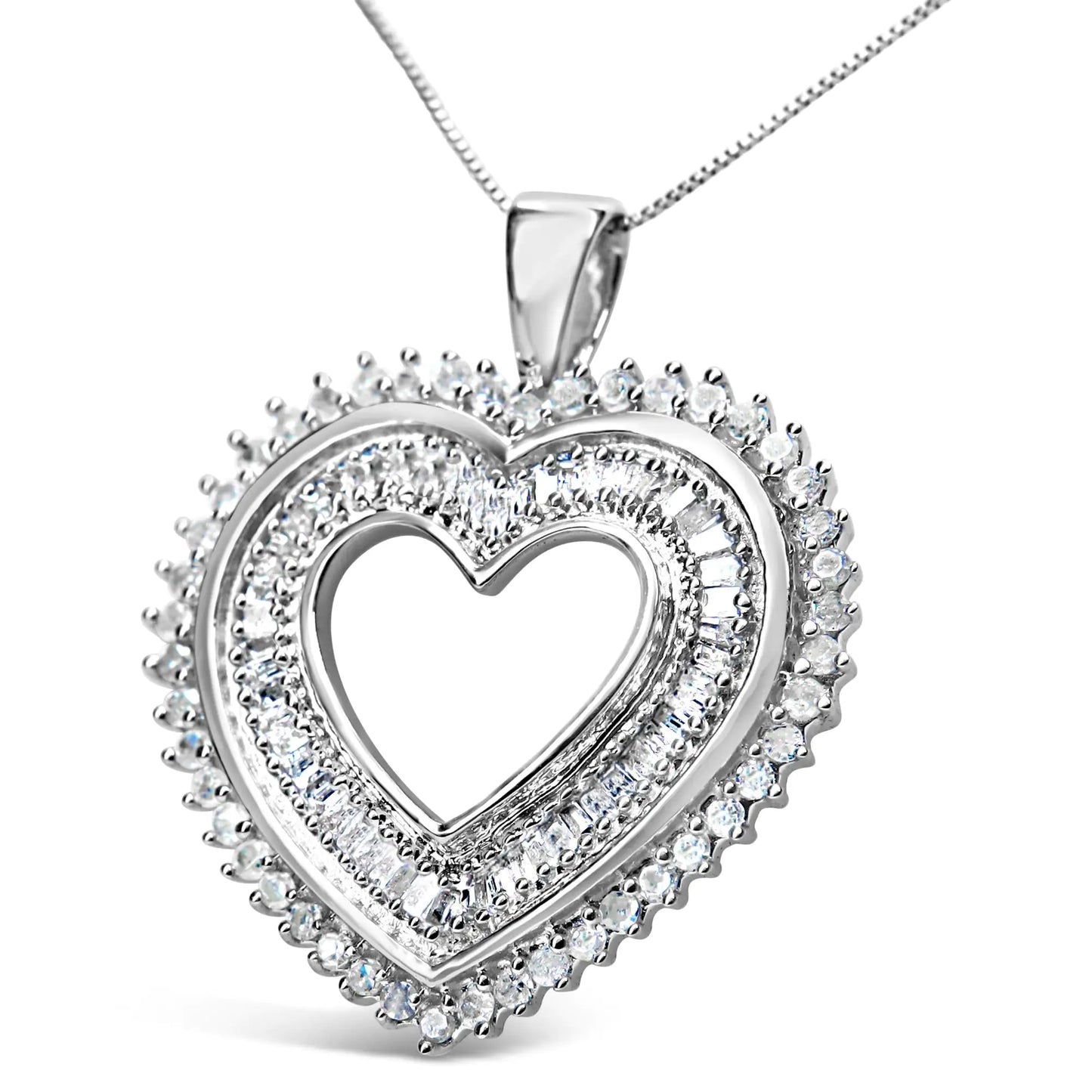 Sterling Silver Diamond Heart Necklace