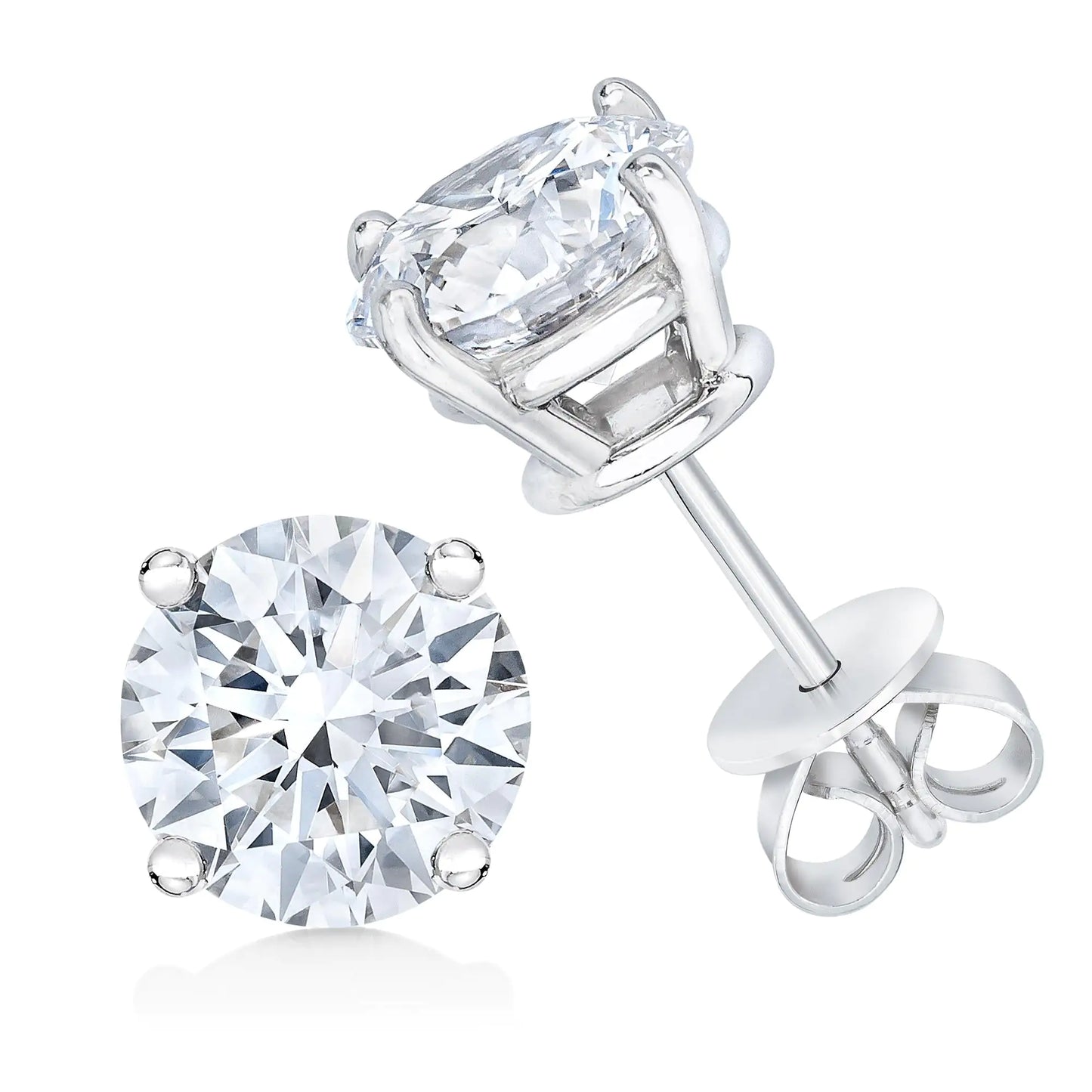 AGS Certified 14K White Gold 1.0 Cttw Diamond Solitaire Stud Earrings